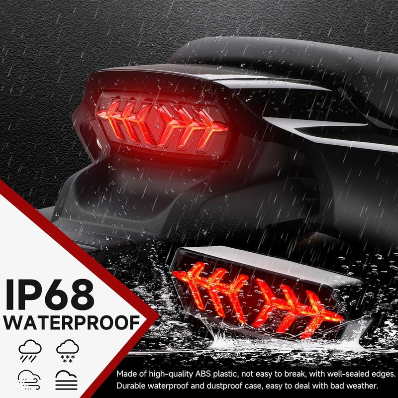 DREAMIZER LED Brake Tail Light with Turn Signals Sequential Motorcyle Taillight Compatible with Honda Grom MSX125 CBR650 CB650F CTX700N - Red Lens - Image 4